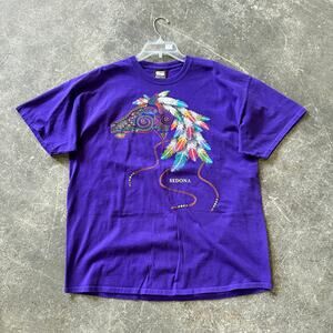Vintage Arizona Horses Shirt Mens XL Purple Sedona Southwestern Cowboy Nature